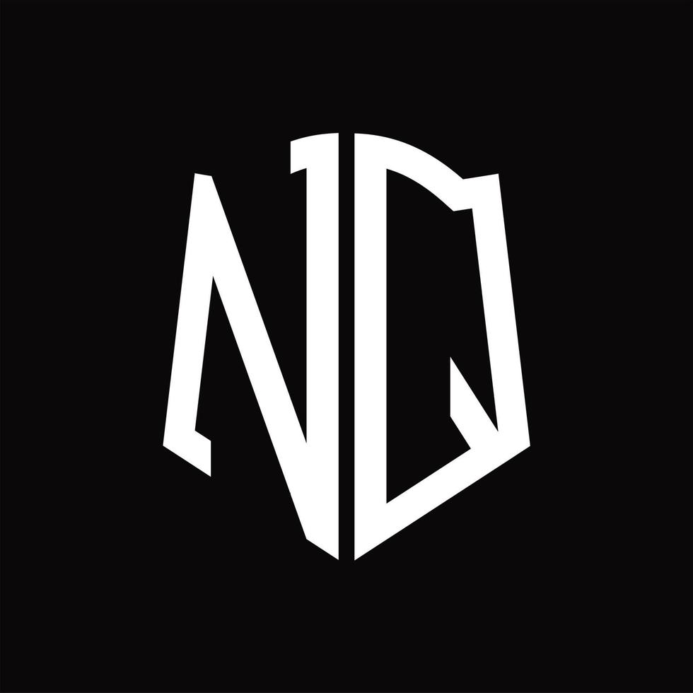 nq-Logo-Monogramm mit Band-Design-Vorlage in Schildform vektor