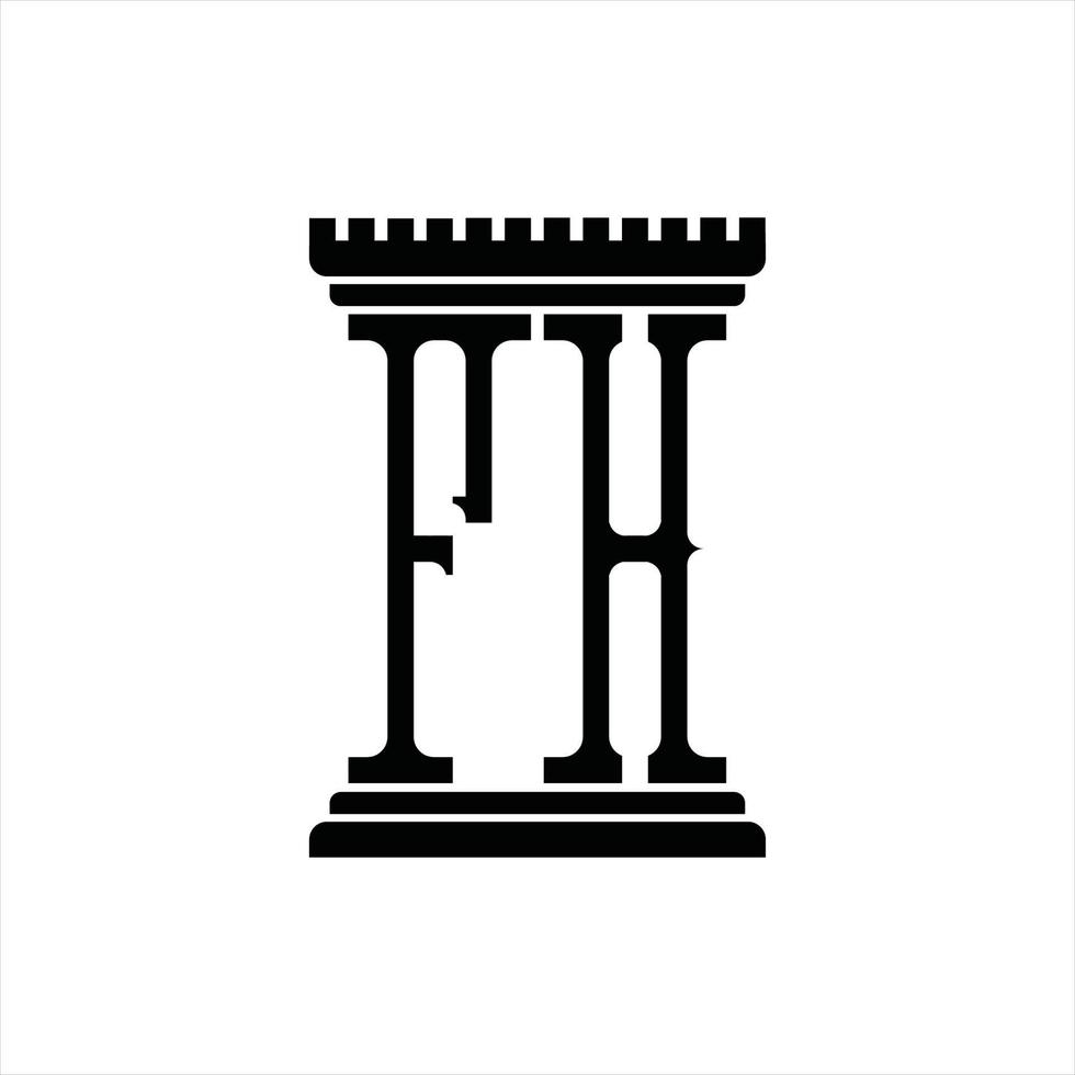 fh logotyp monogram med pelare form design mall vektor