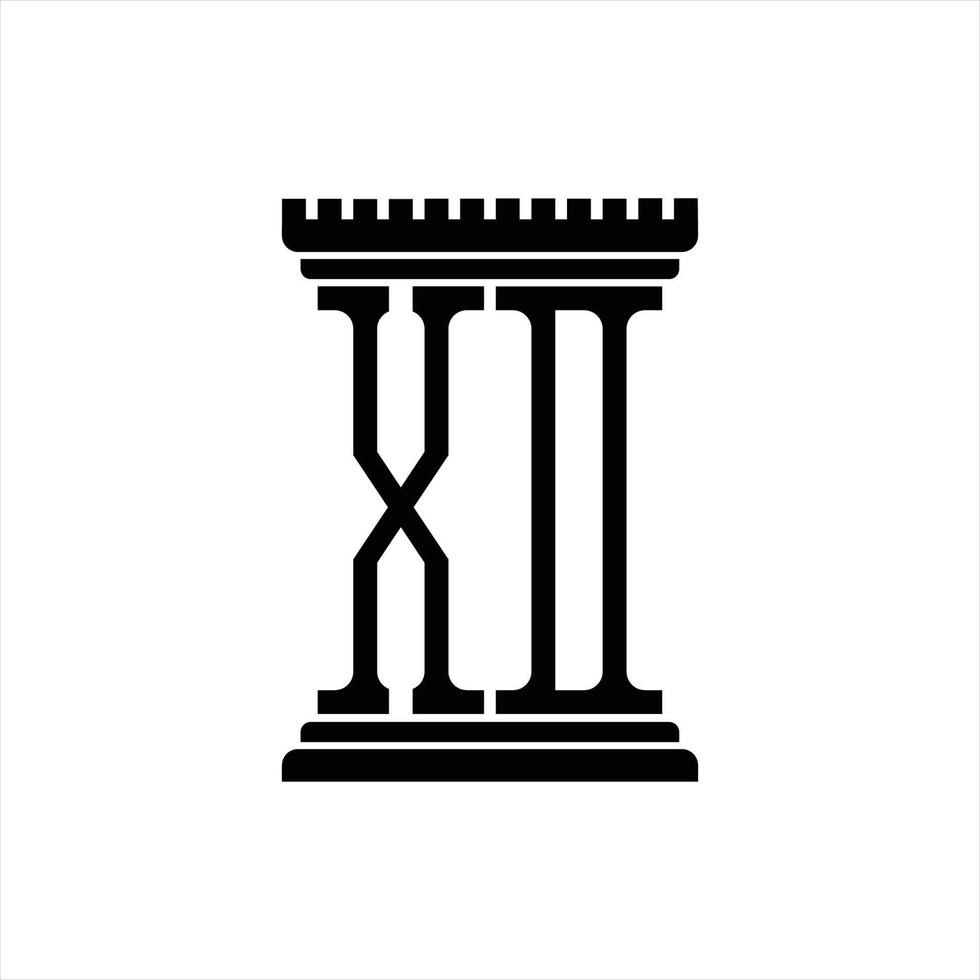 xd-Logo-Monogramm mit Designvorlage in Säulenform vektor