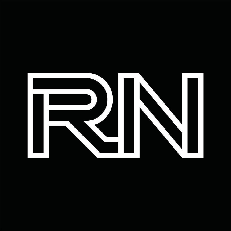 rn-logo-monogramm mit negativem raum im linienstil vektor