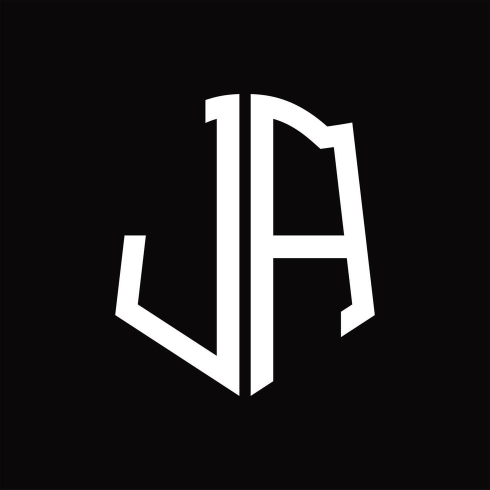 ja-Logo-Monogramm mit Band-Design-Vorlage in Schildform vektor