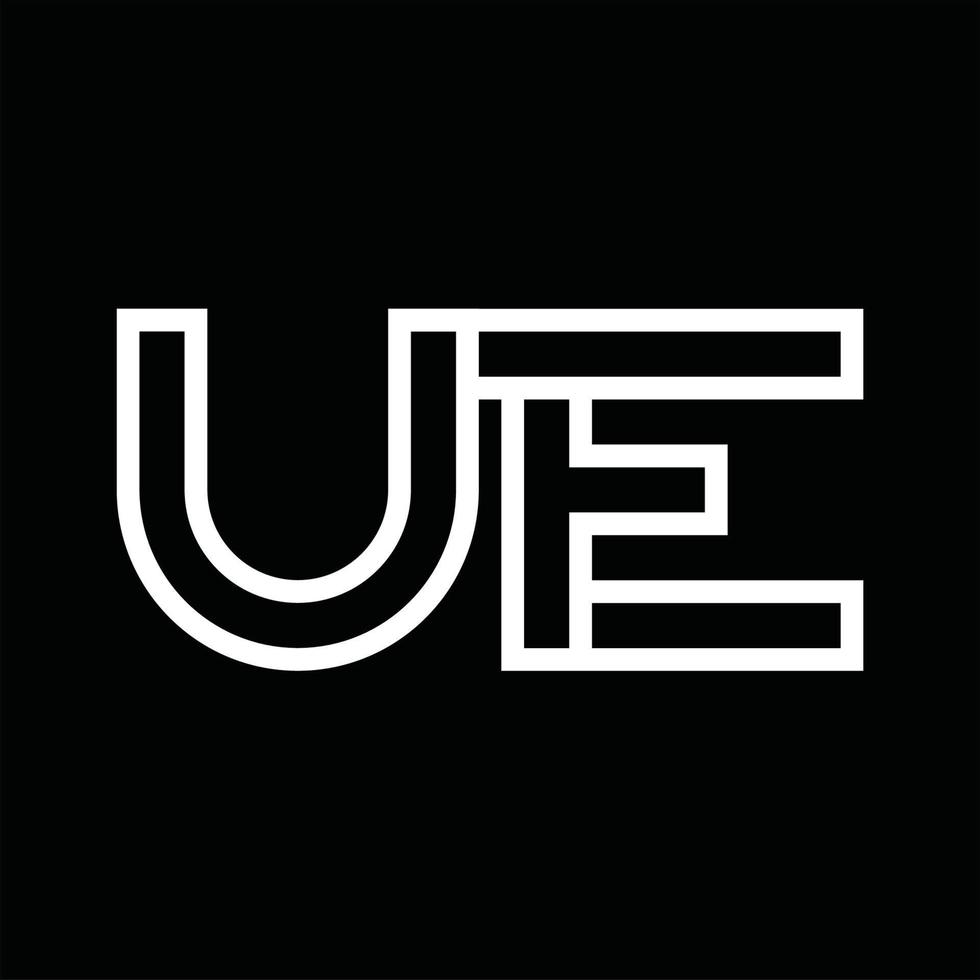 Ue-Logo-Monogramm mit negativem Raum im Linienstil vektor