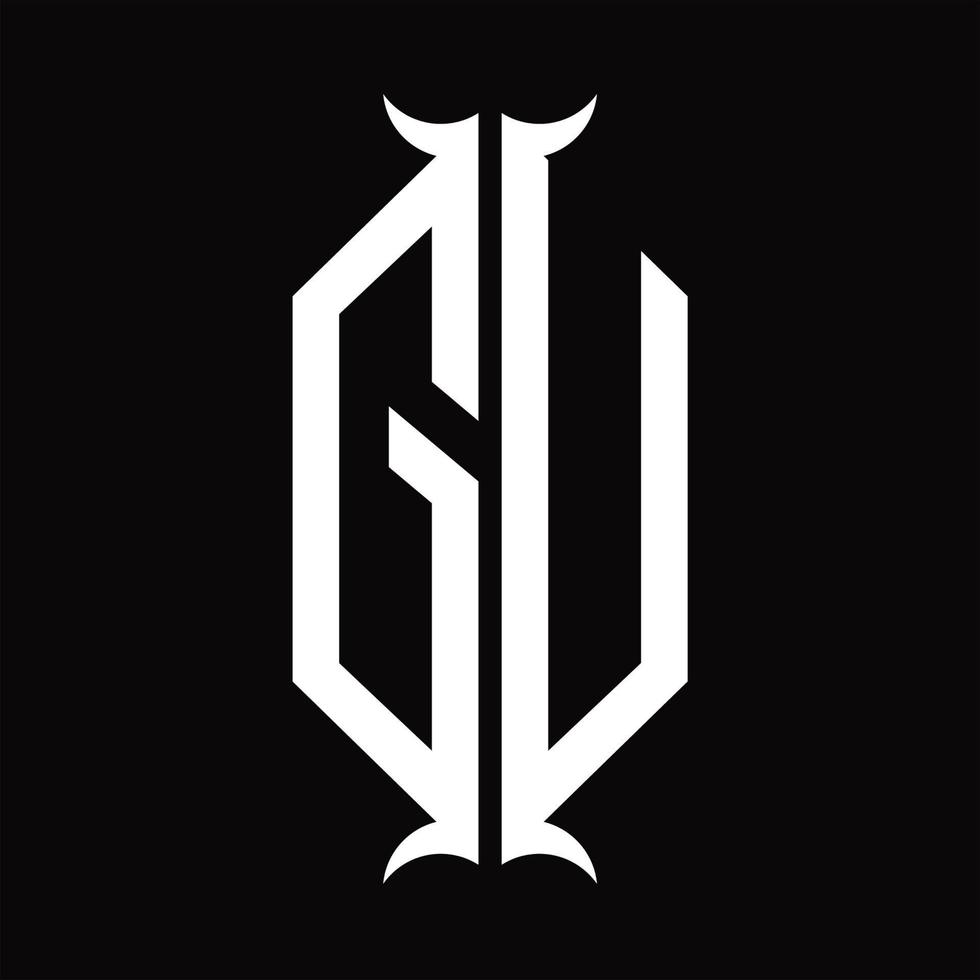gu logotyp monogram med horn form design mall vektor