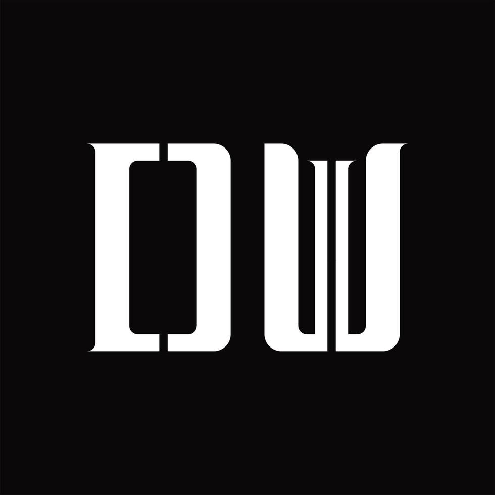 dw logotyp monogram med mitten skiva design mall vektor