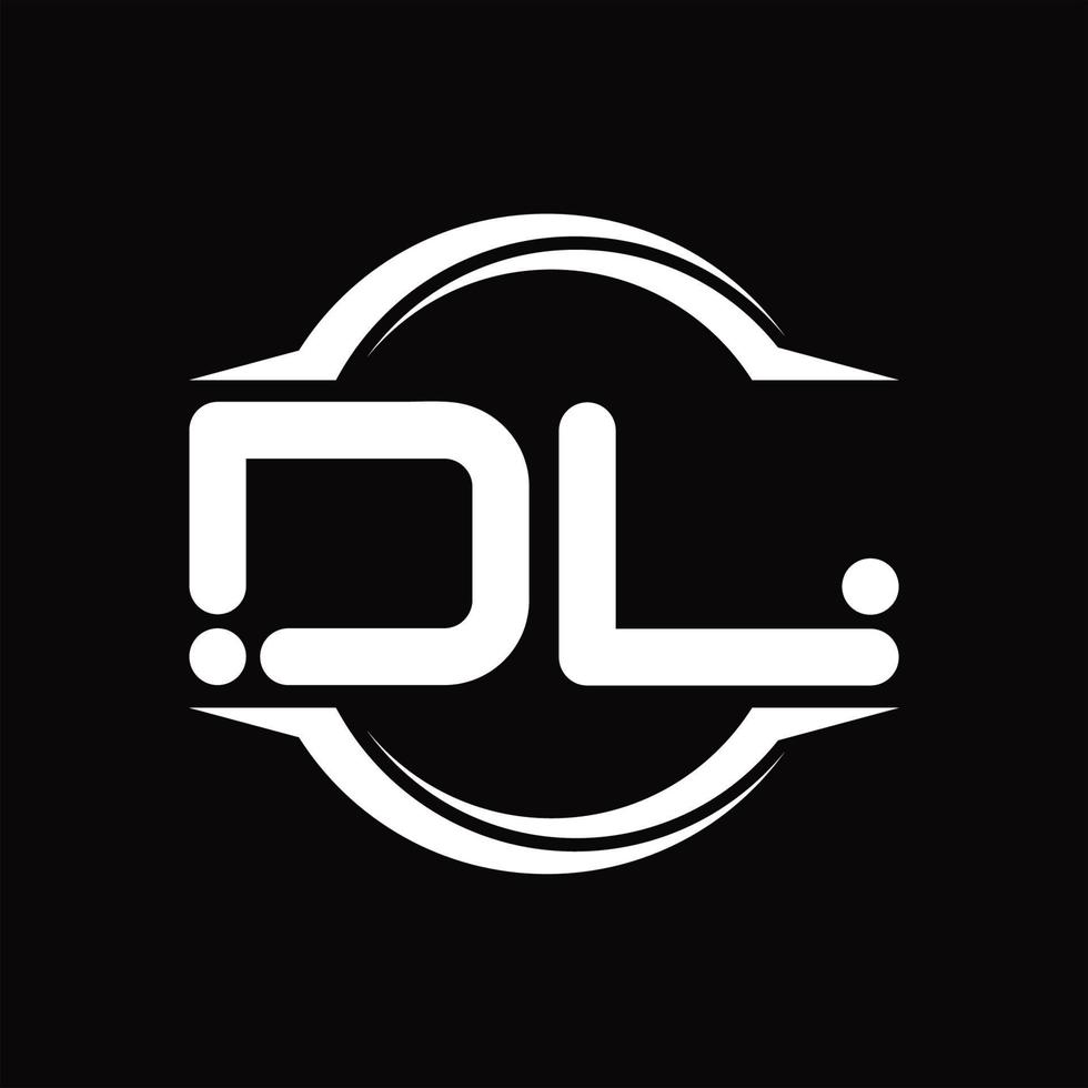 dl-Logo-Monogramm mit Kreis abgerundeter Scheibenform-Designvorlage vektor