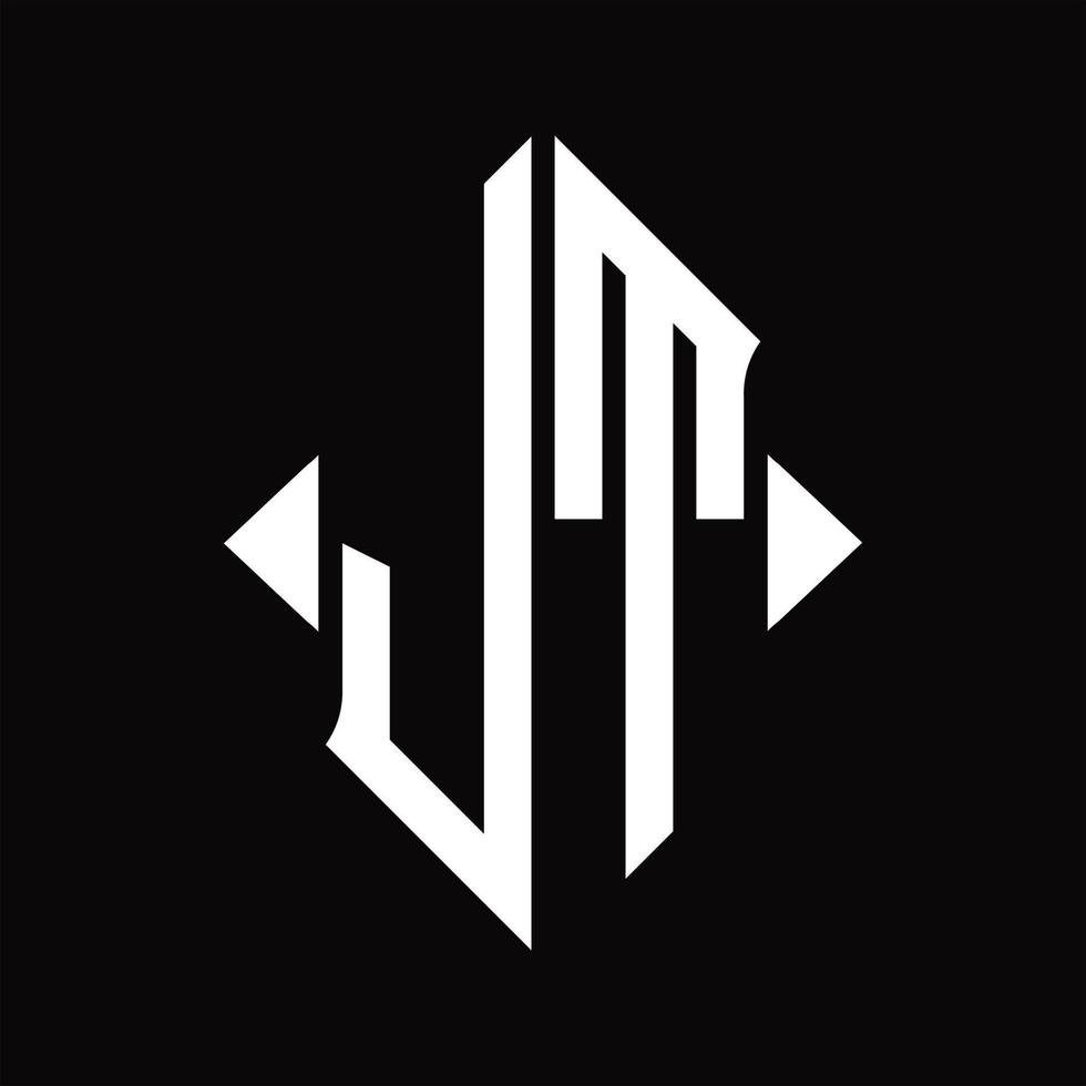 jt-Logo-Monogramm mit isolierter Designvorlage in Schildform vektor