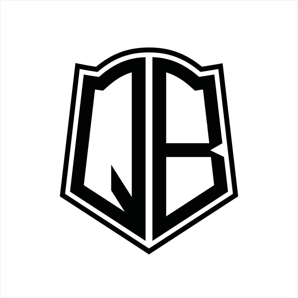 qb logotyp monogram med skydda form översikt design mall vektor