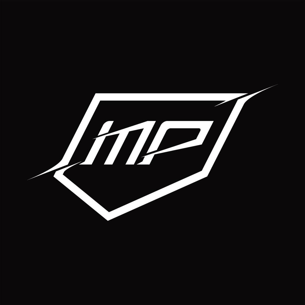 mp-Logo-Monogrammbuchstabe mit Schild- und Slice-Design vektor