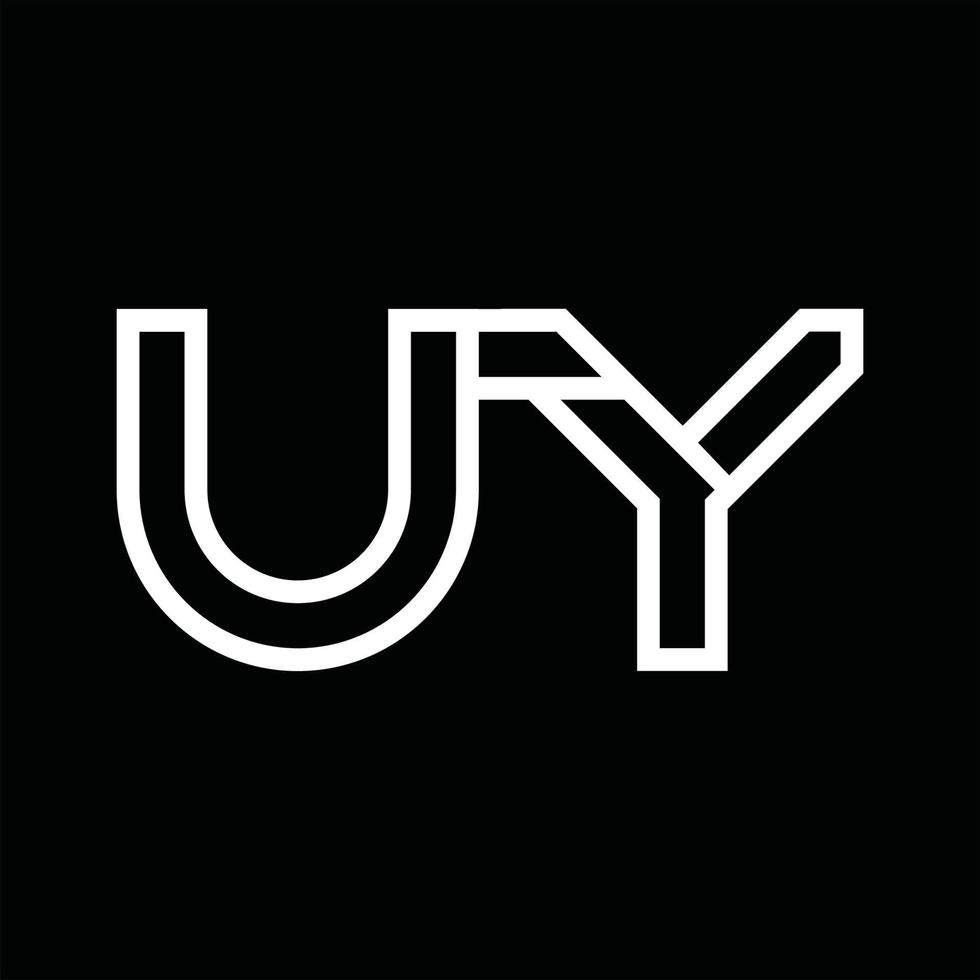 Uy-Logo-Monogramm mit negativem Raum im Linienstil vektor