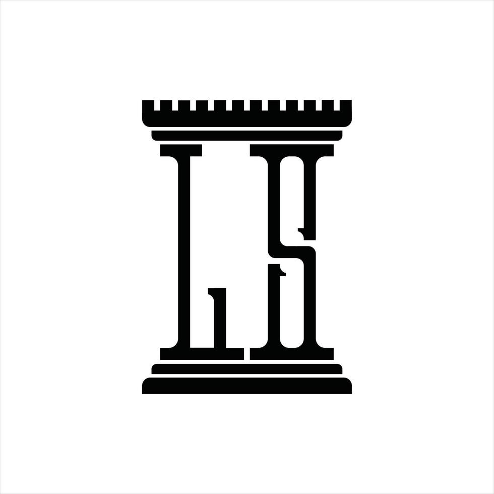 ls logotyp monogram med pelare form design mall vektor