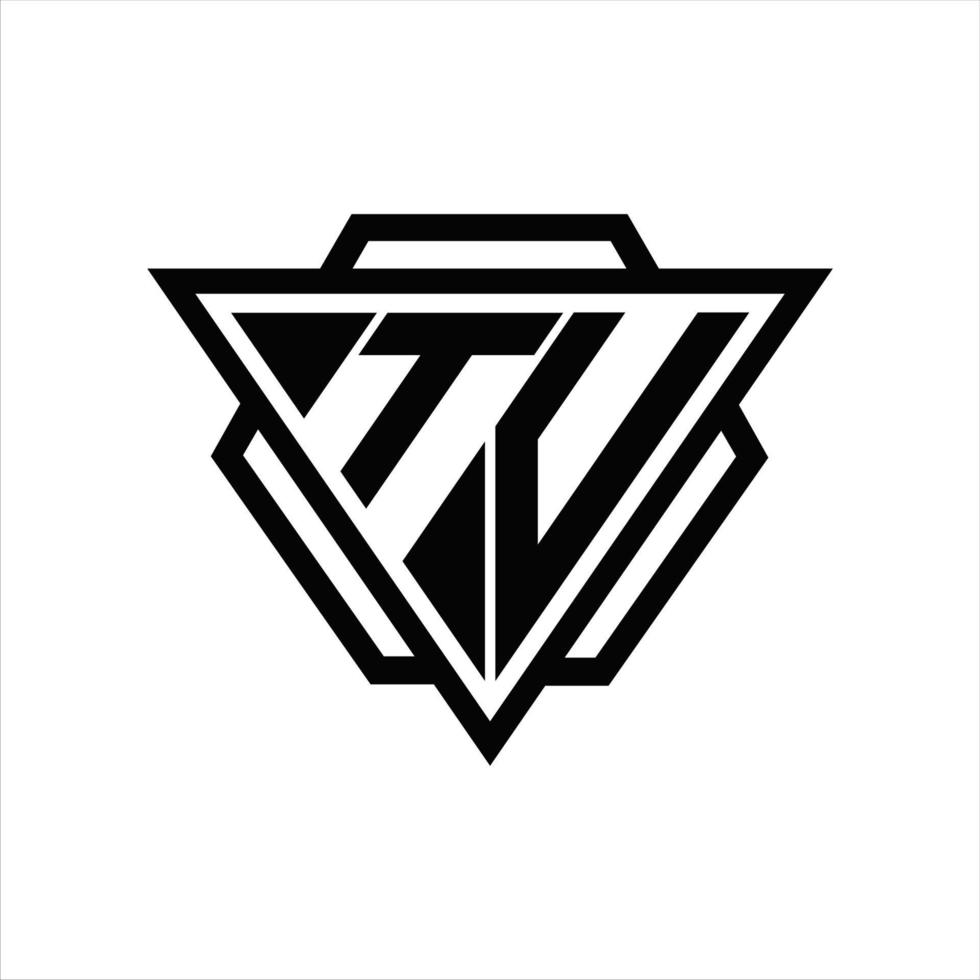 tv-logo-monogramm mit dreieck- und sechseckschablone vektor