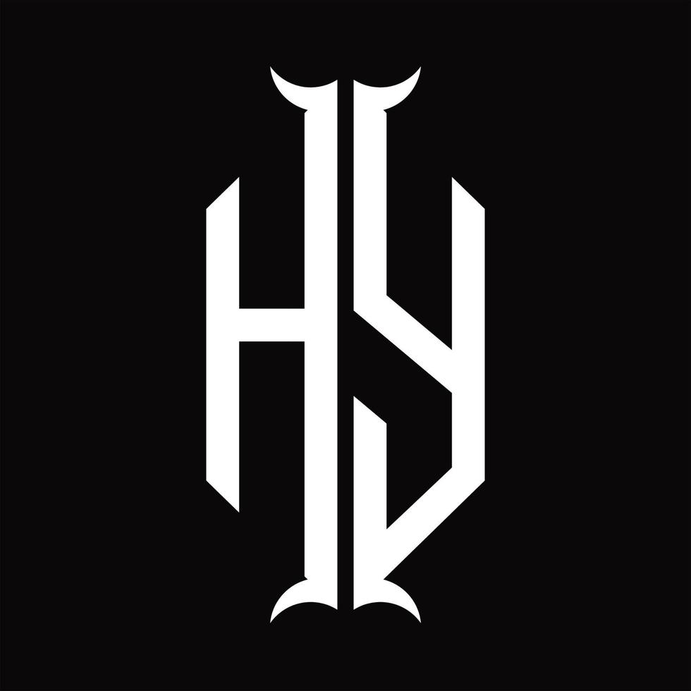 Hy-Logo-Monogramm mit Hornform-Designvorlage vektor