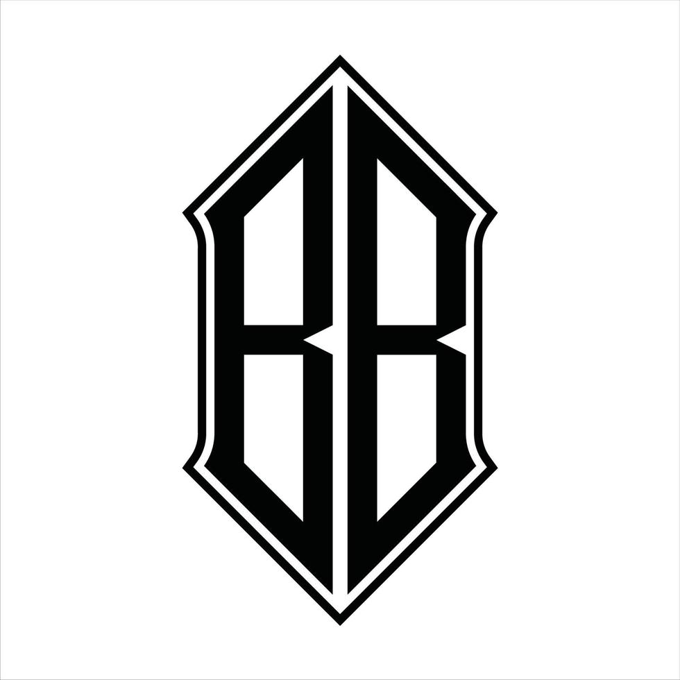 bb-Logo-Monogramm mit Schildform und Umriss-Design-Vorlage Vektorsymbol abstrakt vektor