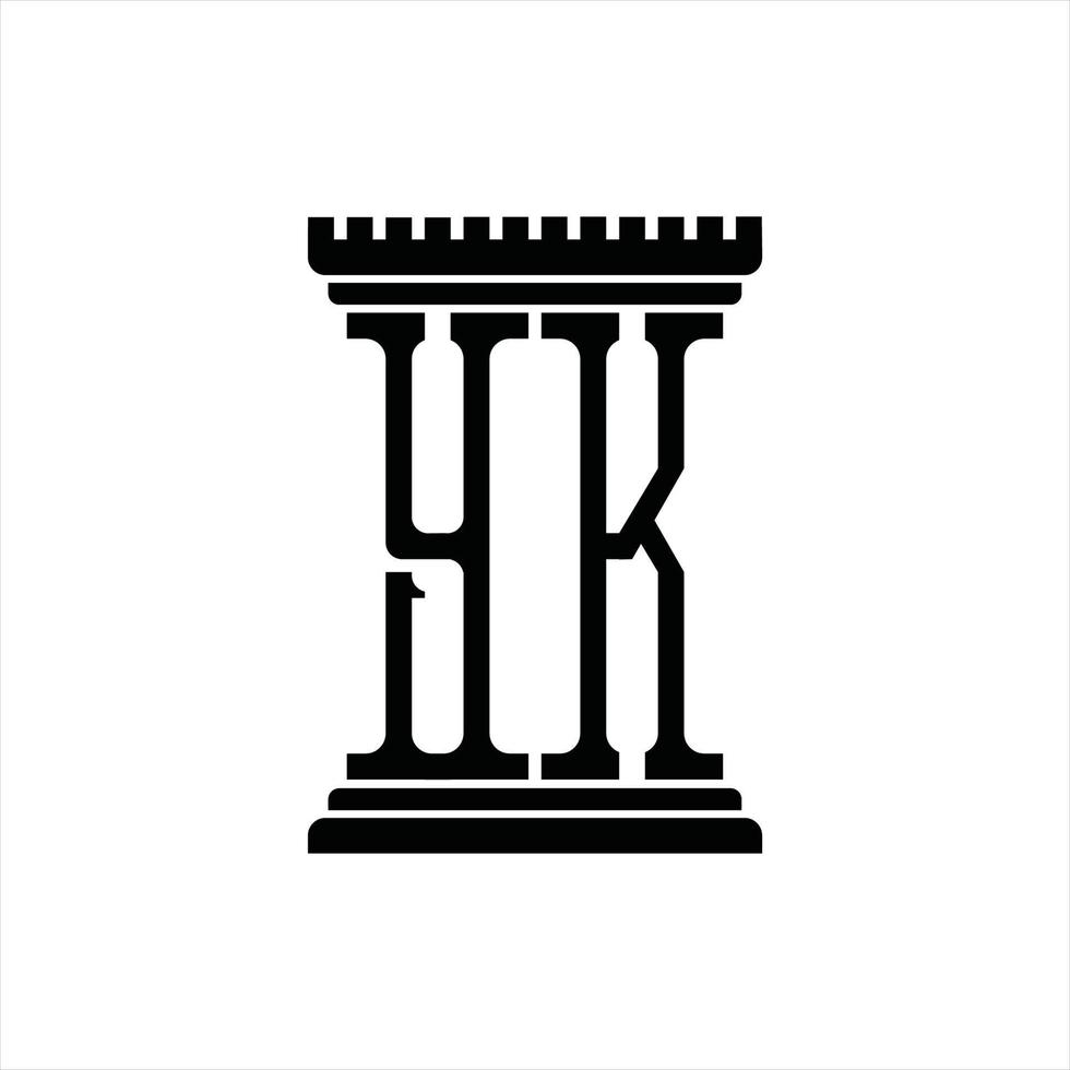 yk logotyp monogram med pelare form design mall vektor