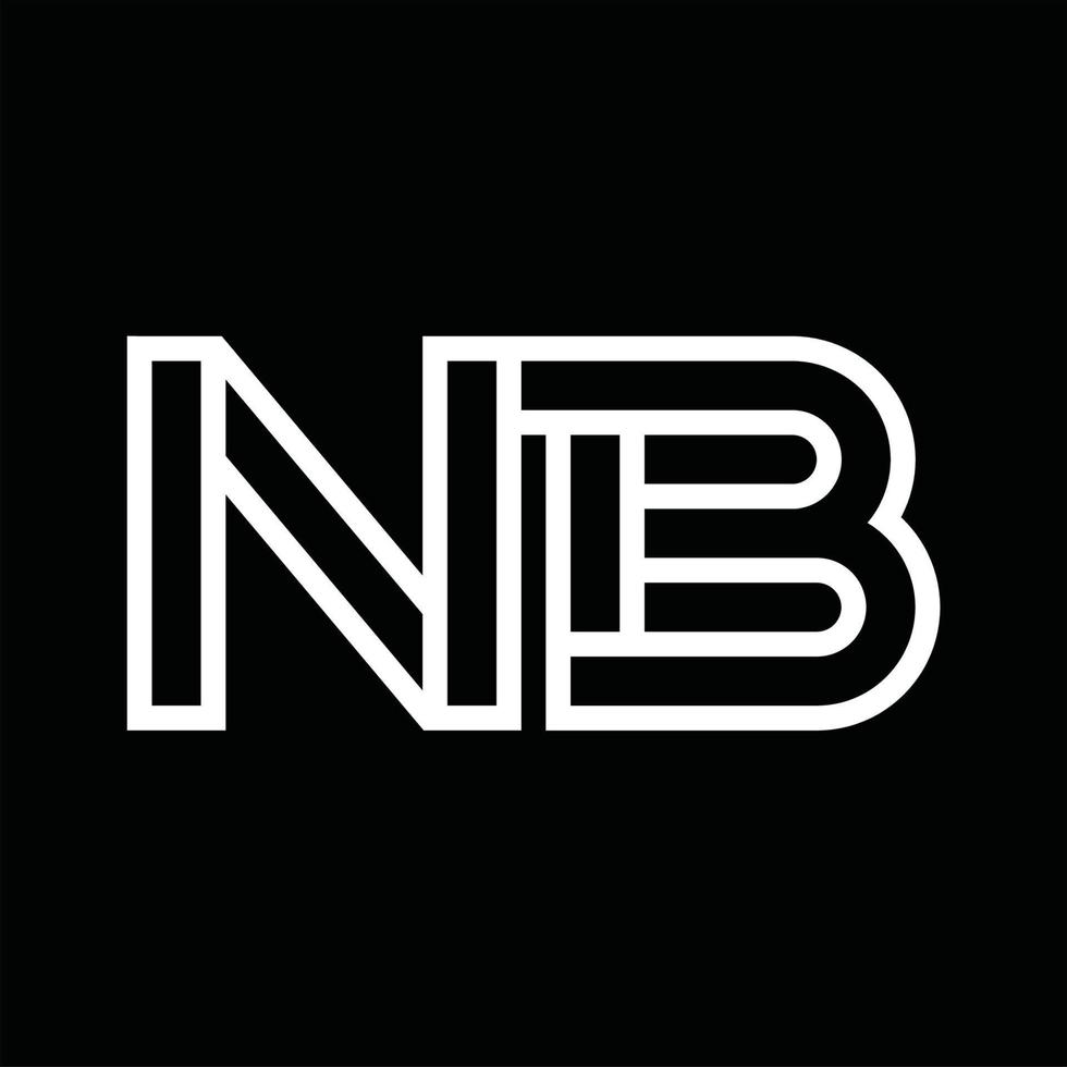 nb logotyp monogram med linje stil negativ Plats vektor