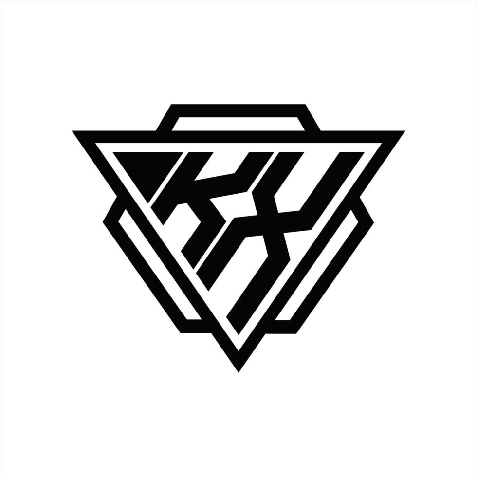 kx logotyp monogram med triangel och sexhörning mall vektor