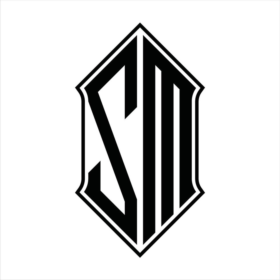 zm-Logo-Monogramm mit Schildform und Umriss-Design-Vorlage Vektorsymbol abstrakt vektor