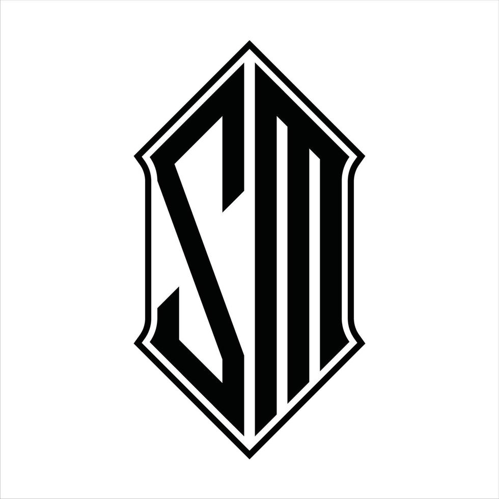 zm logotyp monogram med sköldform och översikt design mall vektor ikon abstrakt