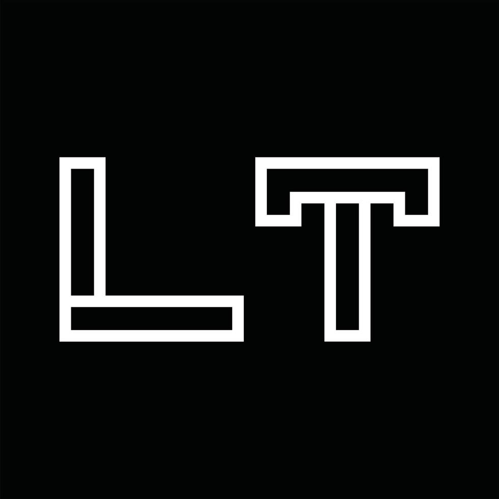 lt-Logo-Monogramm mit negativem Raum im Linienstil vektor