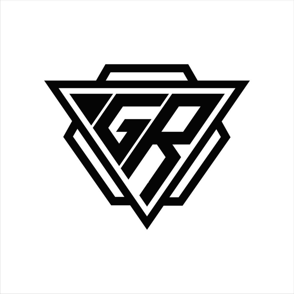 gr logotyp monogram med triangel och sexhörning mall vektor