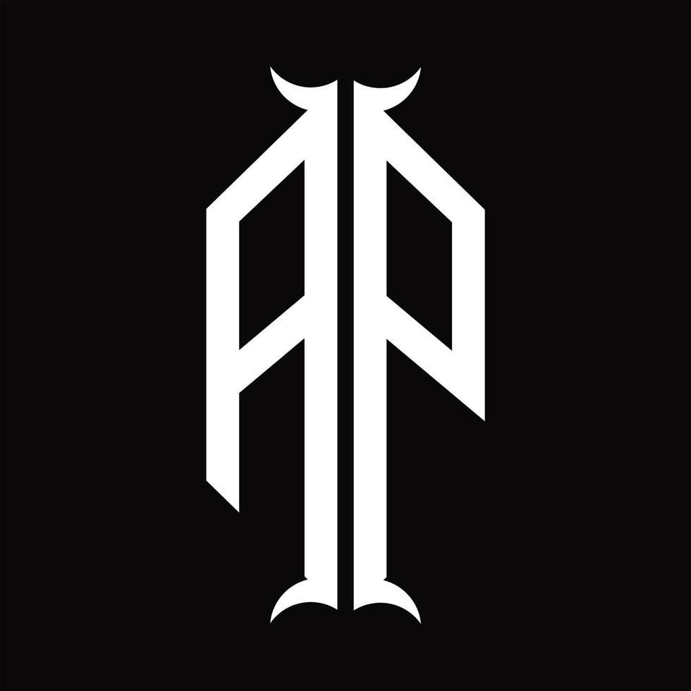 ap-Logo-Monogramm mit Designvorlage in Hornform vektor