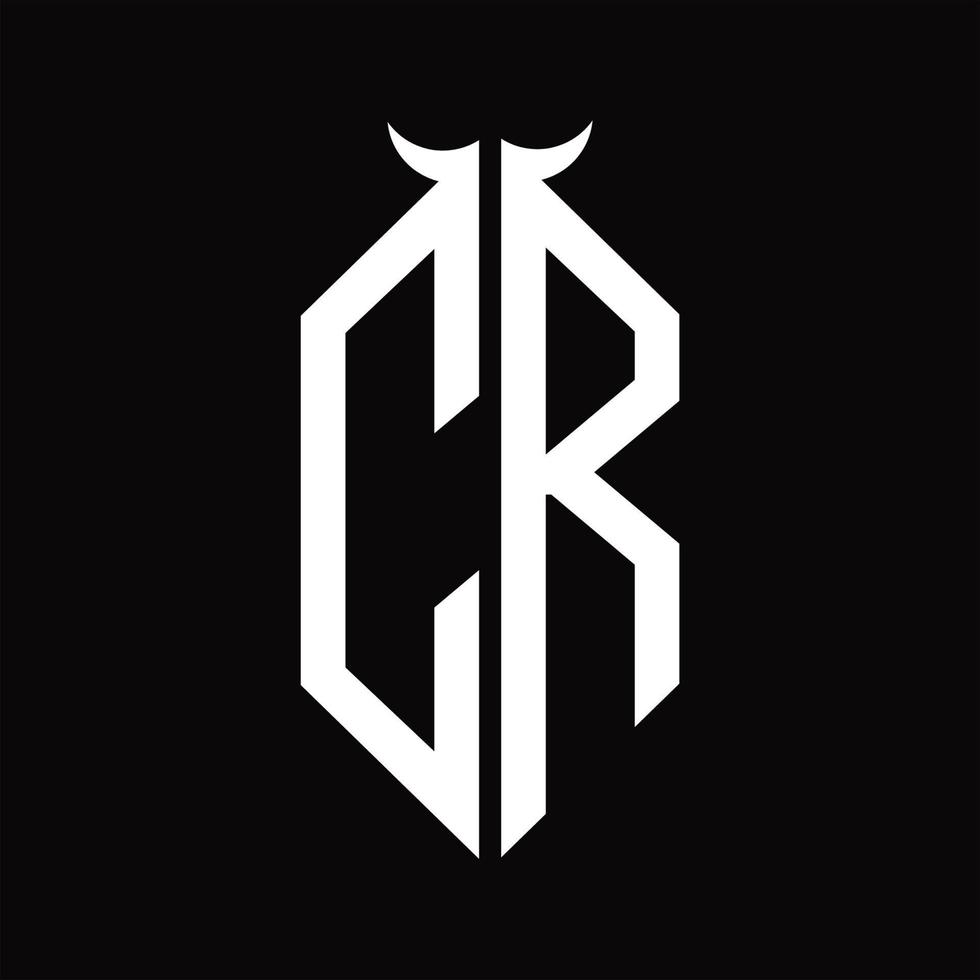 cr logotyp monogram med horn form isolerat svart och vit design mall vektor