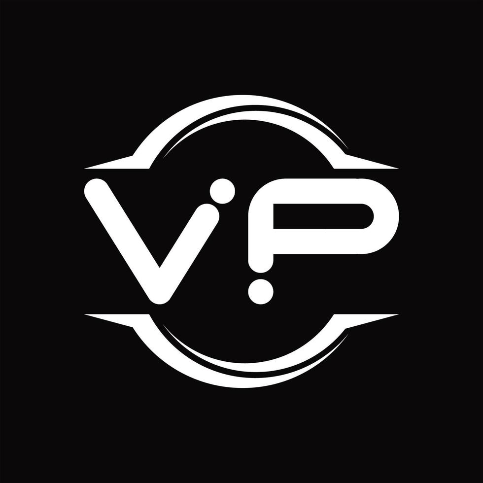 vp-Logo-Monogramm mit Kreis abgerundeter Scheibenform-Designvorlage vektor