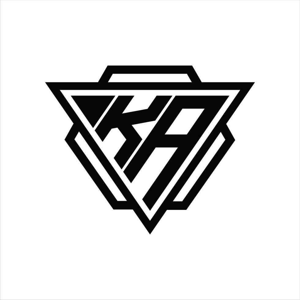 ka-Logo-Monogramm mit Dreieck und Sechseck-Vorlage vektor