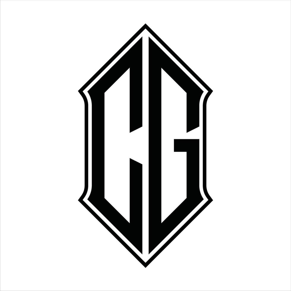 cg-Logo-Monogramm mit Schildform und Umriss-Design-Vorlage Vektorsymbol abstrakt vektor