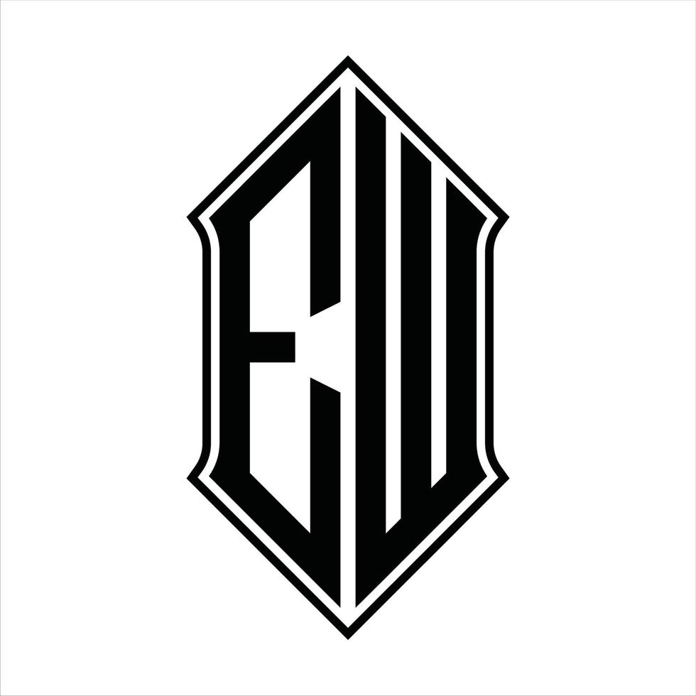 ew-Logo-Monogramm mit Schildform und Umriss-Design-Vorlage Vektorsymbol abstrakt vektor