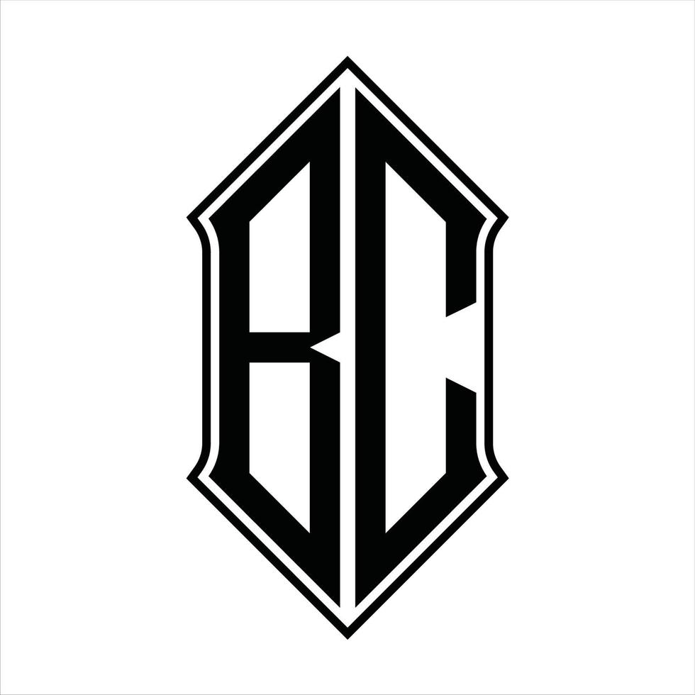 bc-Logo-Monogramm mit Schildform und Umriss-Design-Vorlage Vektorsymbol abstrakt vektor