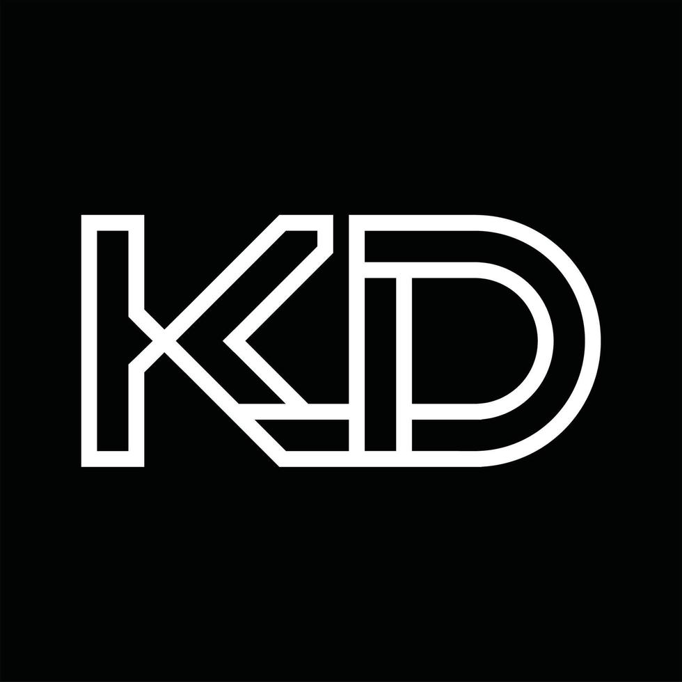 kd logotyp monogram med linje stil negativ Plats vektor