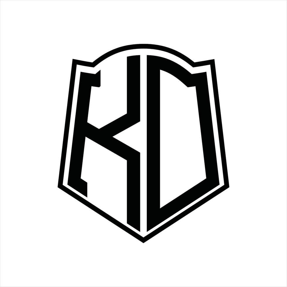 kd-Logo-Monogramm mit Schildform-Entwurfsvorlage vektor