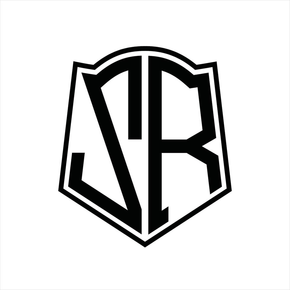 zr-Logo-Monogramm mit Schildform-Entwurfsvorlage vektor