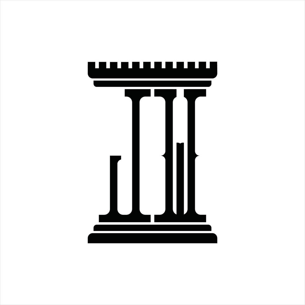 jw-logo-monogramm mit säulenform-designvorlage vektor