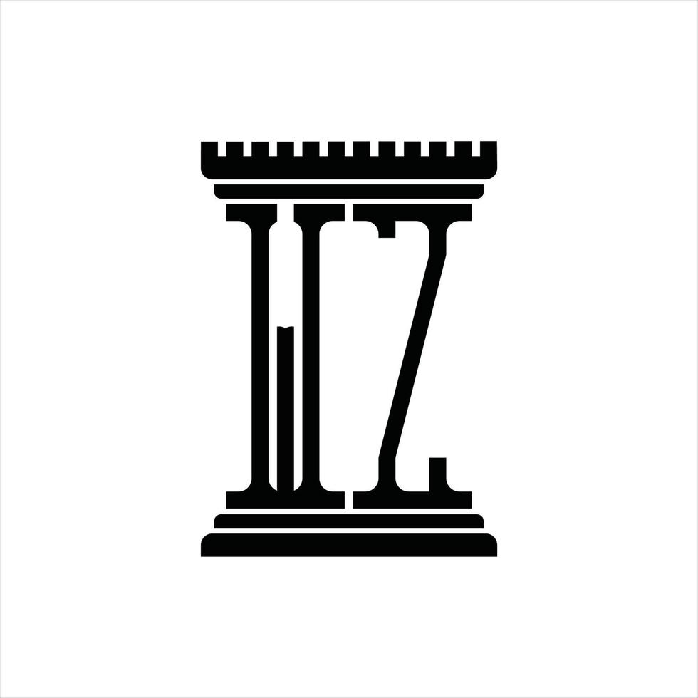 wz-Logo-Monogramm mit Designvorlage in Säulenform vektor