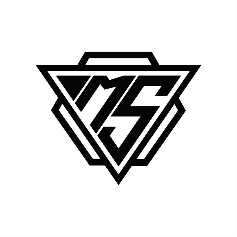 Fröken logotyp monogram med triangel och sexhörning mall vektor