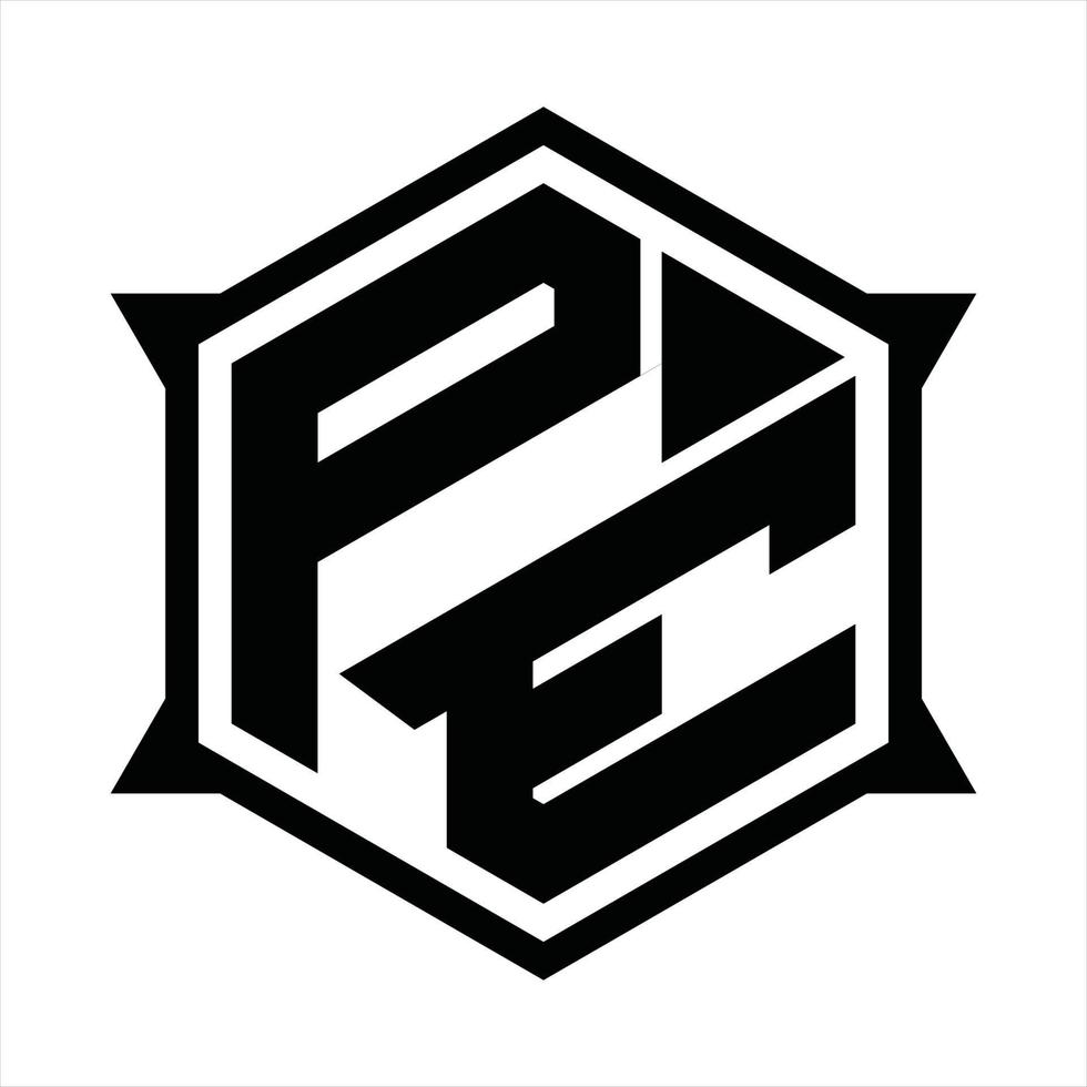 pe logotyp monogram design mall vektor