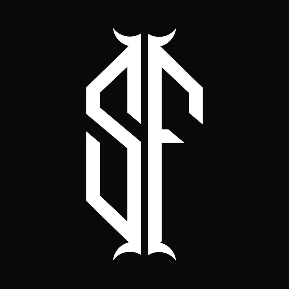 sf-Logo-Monogramm mit Hornform-Designvorlage vektor