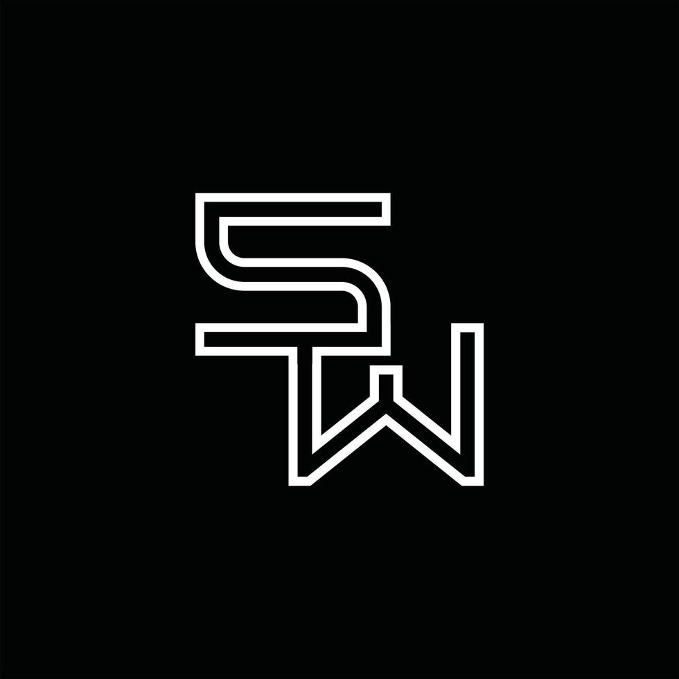 sw-Logo-Monogramm mit Linienstil-Designvorlage vektor