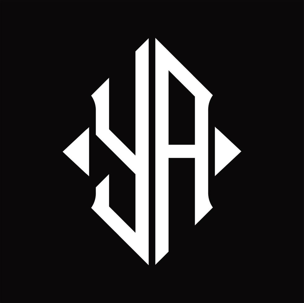 Ya-Logo-Monogramm mit isolierter Designvorlage in Schildform vektor