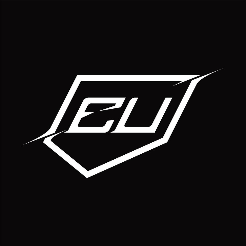 eu-logo-monogrammbuchstabe mit schild- und scheibenstildesign vektor