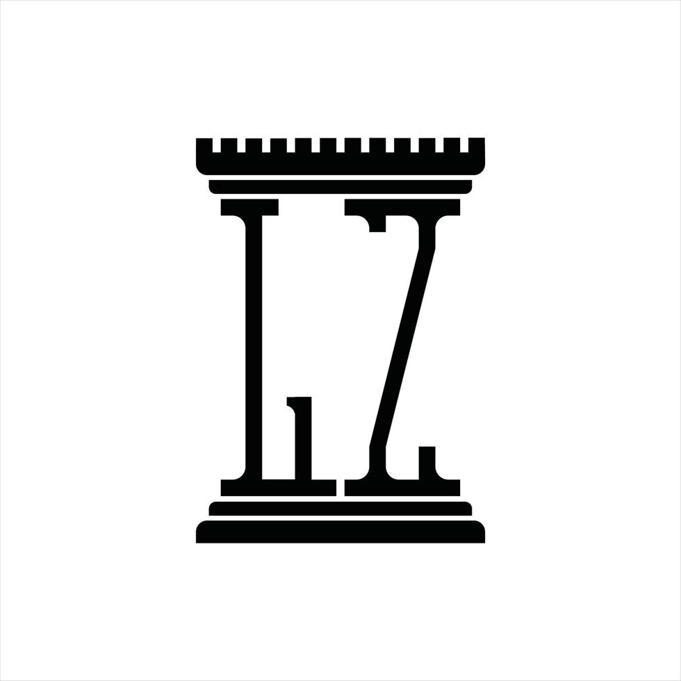 lz-logo-monogramm mit säulenform-designvorlage vektor