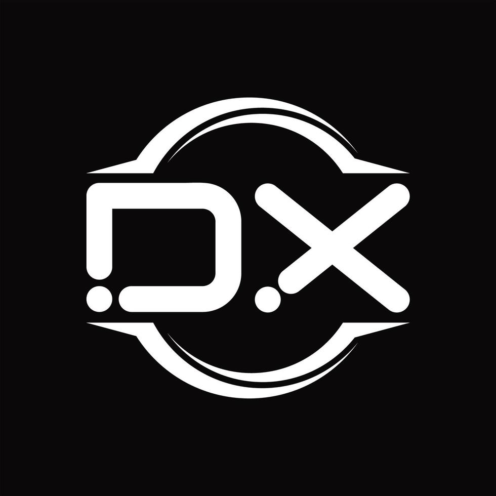 dx-Logo-Monogramm mit Kreis abgerundeter Scheibenform-Designvorlage vektor