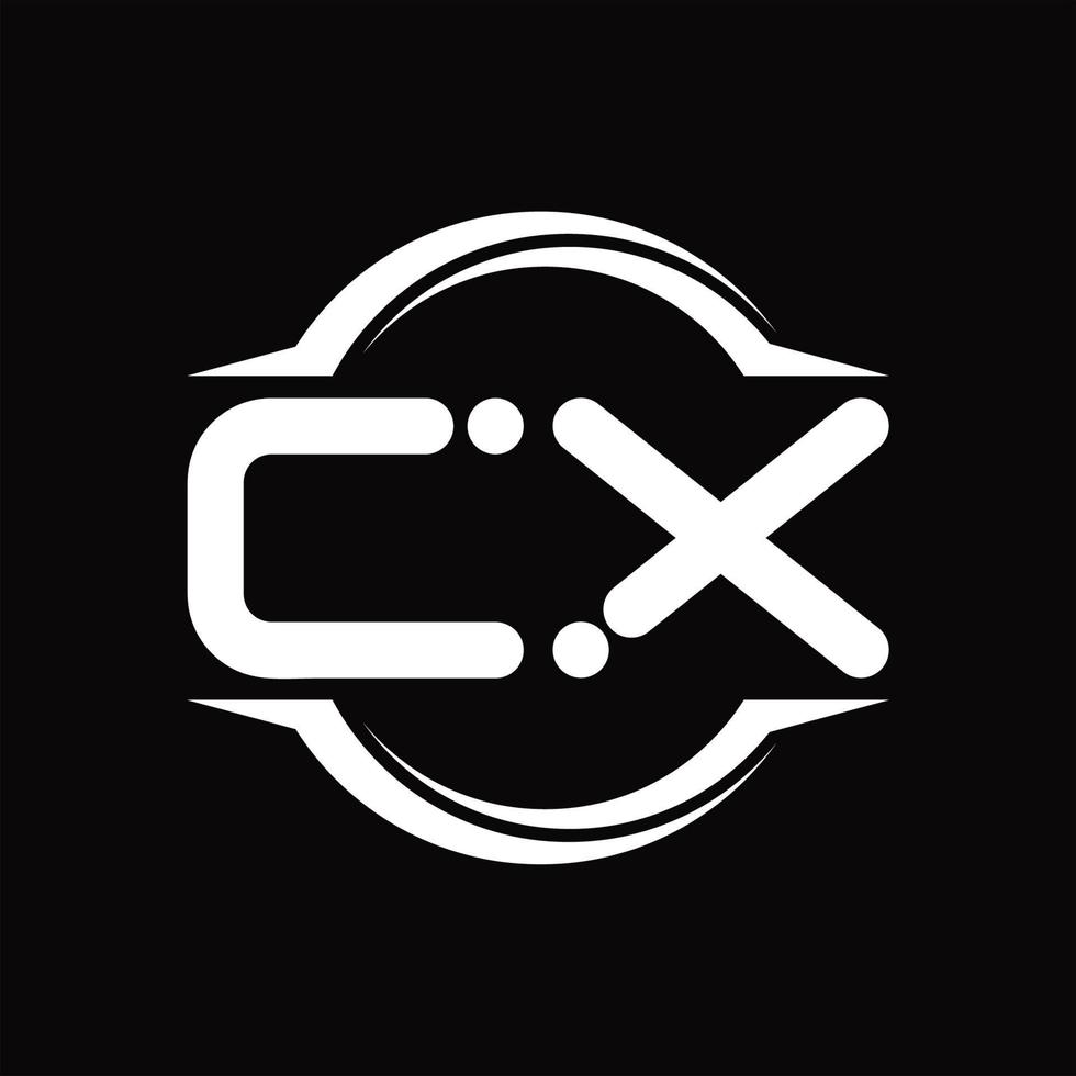 cx logotyp monogram med cirkel avrundad skiva form design mall vektor