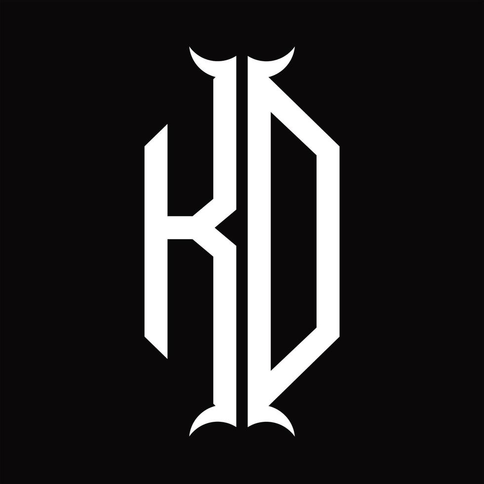 kd logotyp monogram med horn form design mall vektor