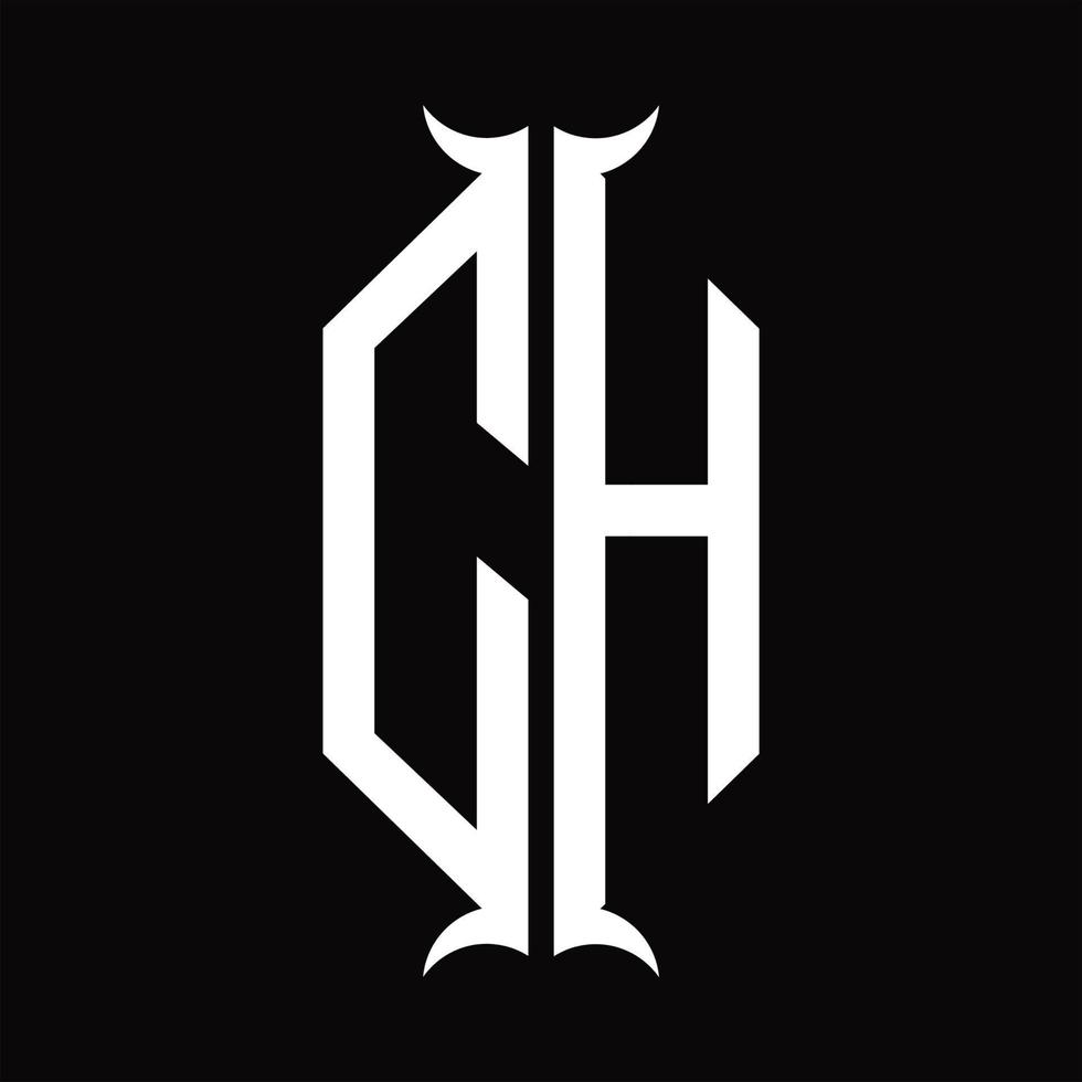 ch-Logo-Monogramm mit Hornform-Designvorlage vektor