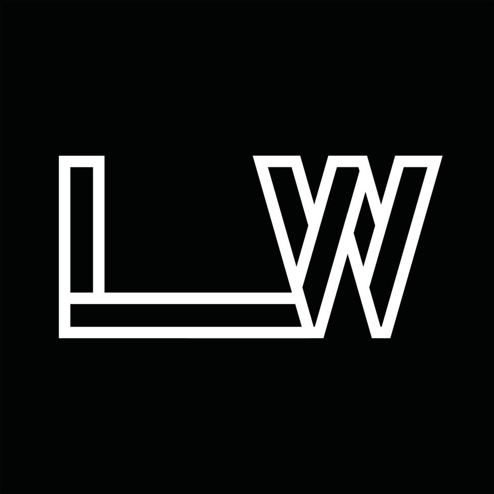 lw-Logo-Monogramm mit negativem Raum im Linienstil vektor