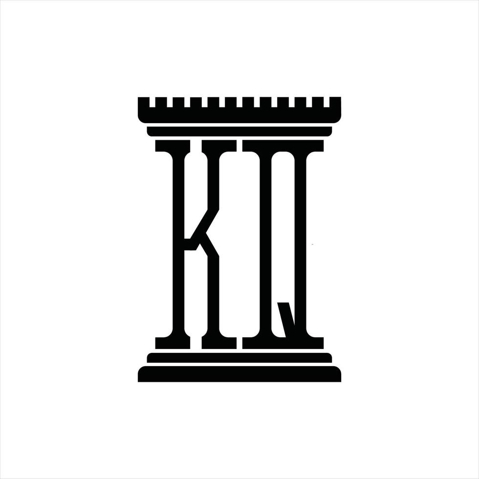 kq-Logo-Monogramm mit Designvorlage in Säulenform vektor