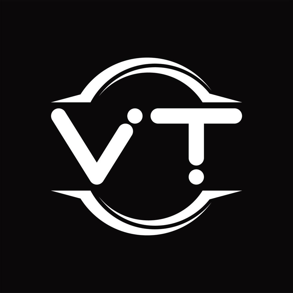 vt-Logo-Monogramm mit Kreis abgerundeter Scheibenform-Designvorlage vektor